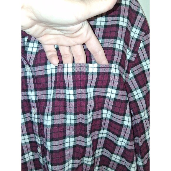 Women's J. Crew Burgundy Plaid Flannel Button-Down Shirt, Size Large - Picture 3 of 9